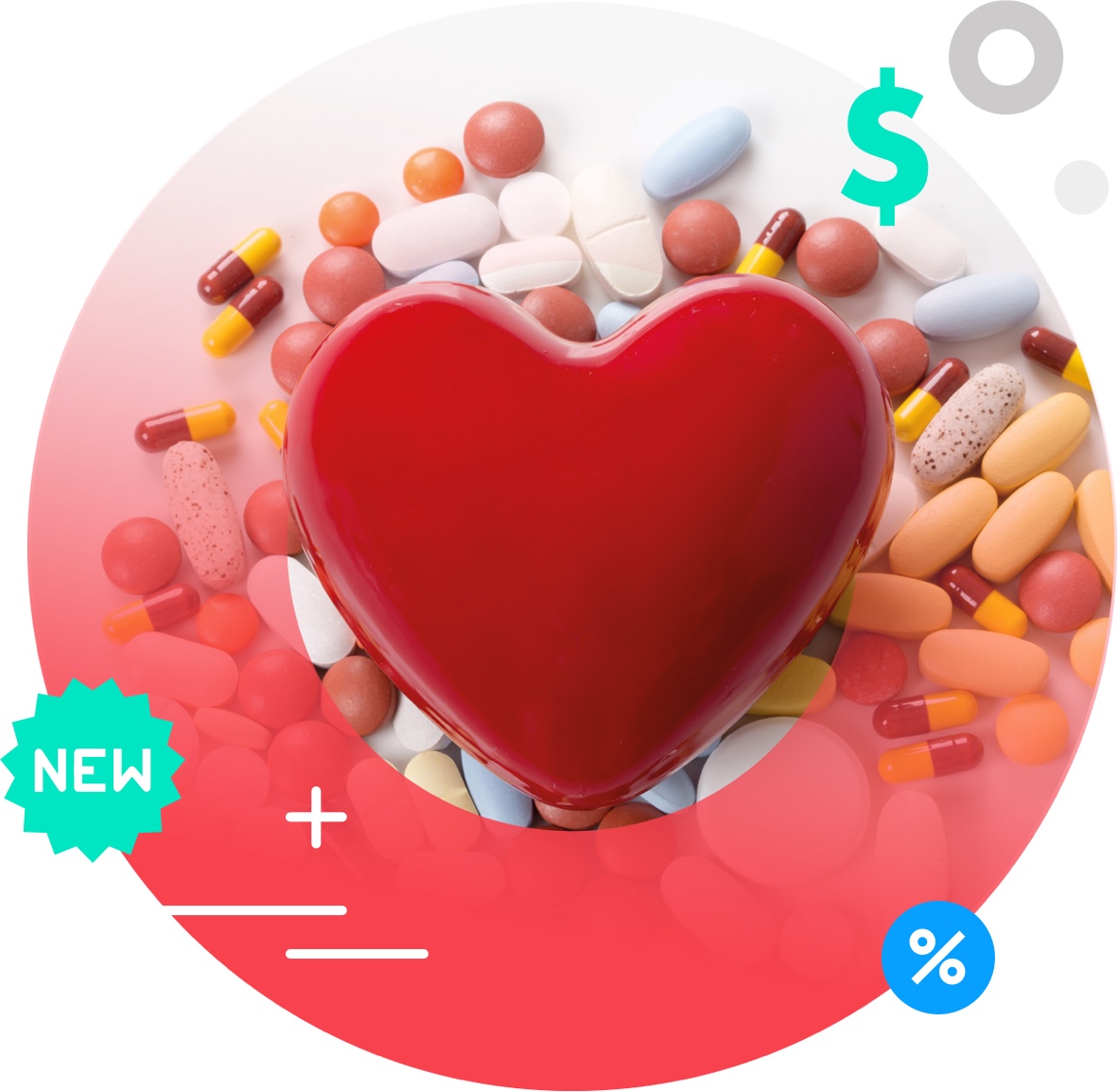 image of multiple pills representing the health industry as a whole