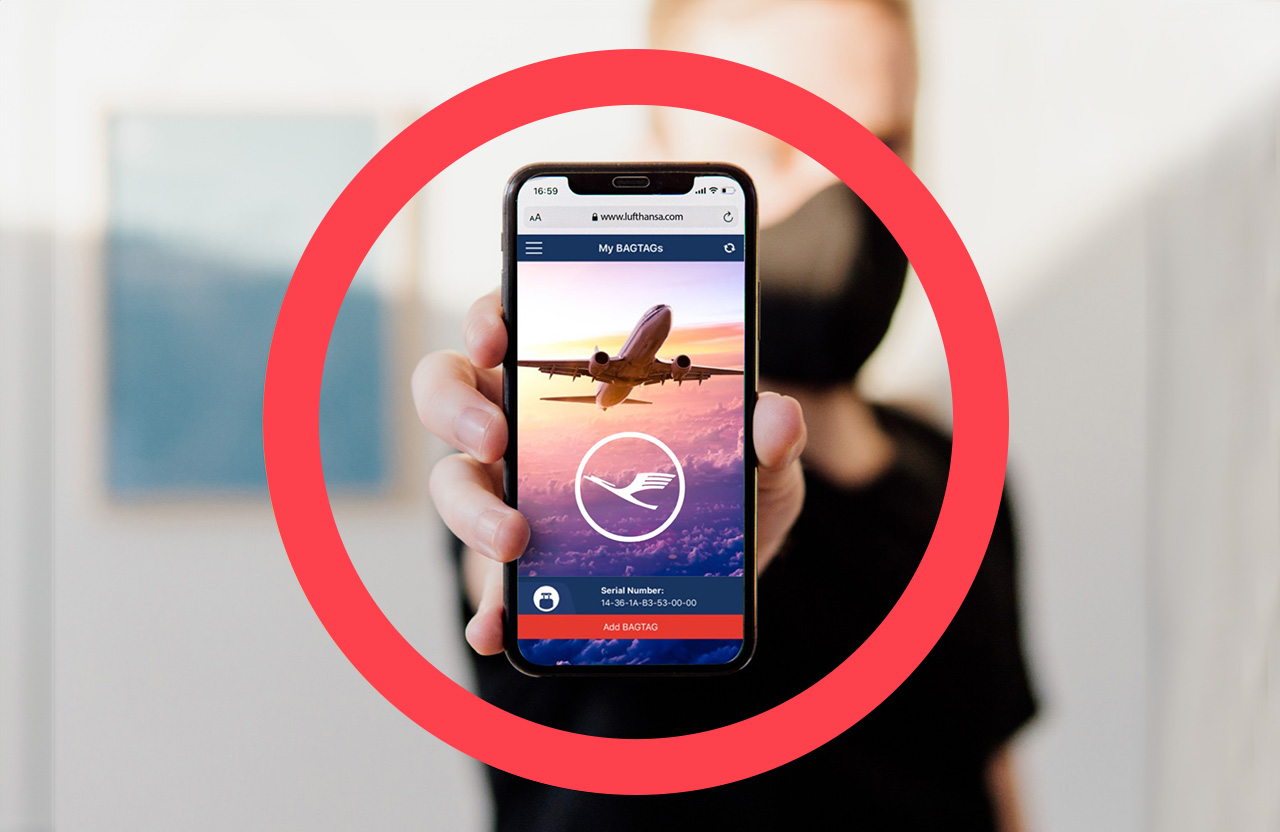 Mobile phone showing Lufthansa app onscreen