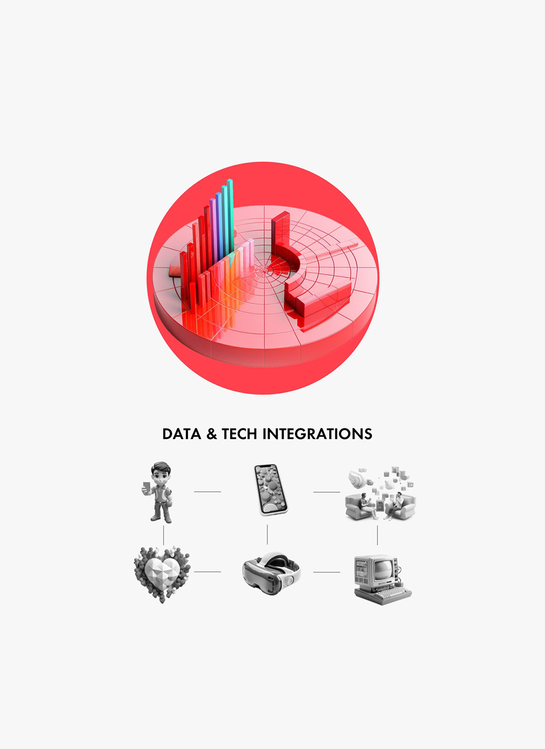 An illustration of a round pie chart, representing data