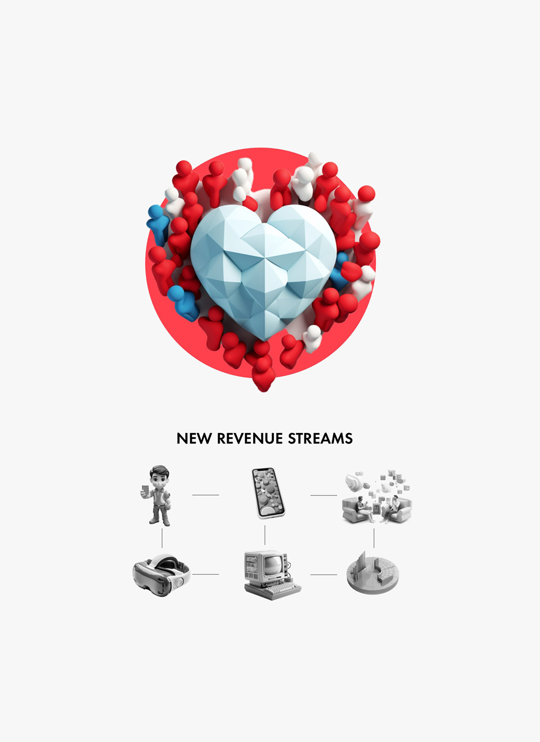 An illustration of a heart with many people around it, representing community