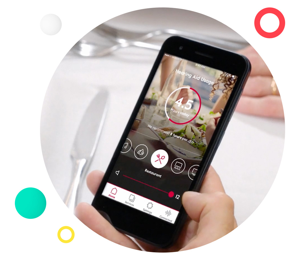 Mobile phone displaying the Amplifon app experience.