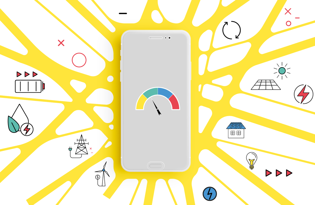Mobile phone showing app rating scale and stats