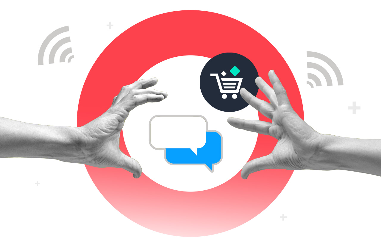 Hands reaching out to chat bubbles symbolizing campaign engagement