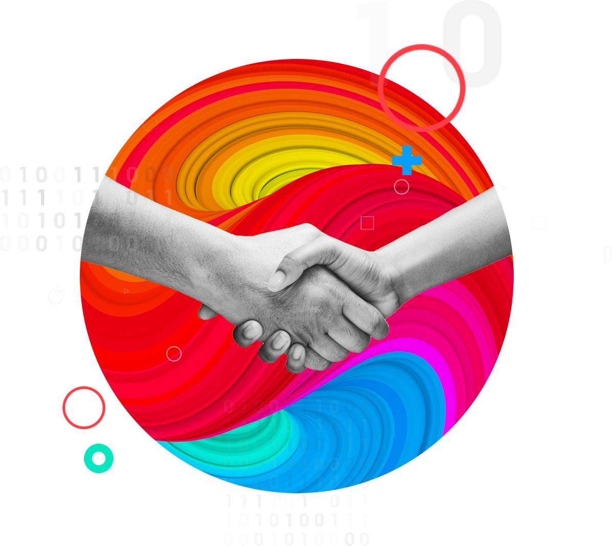 Hand shake over an abstract background