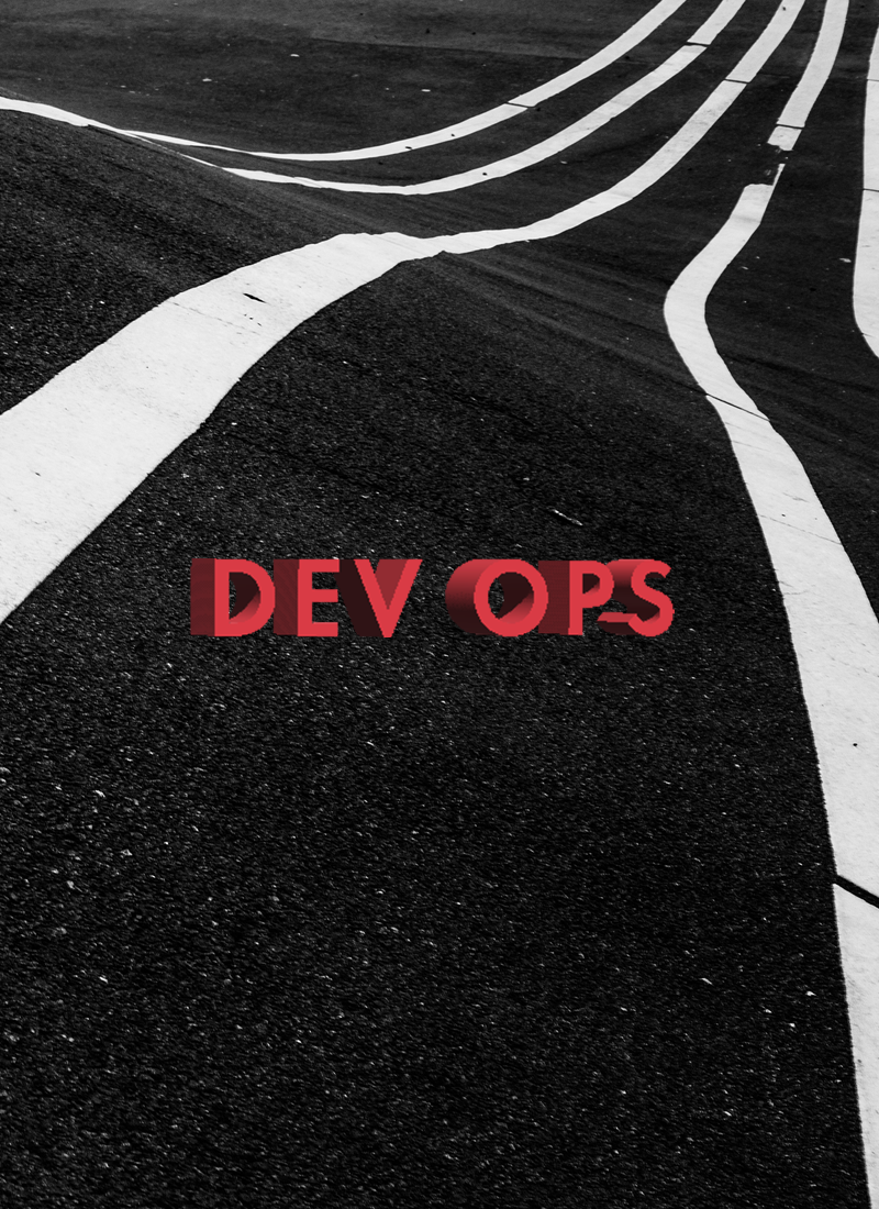 The word DevOps written on pavement