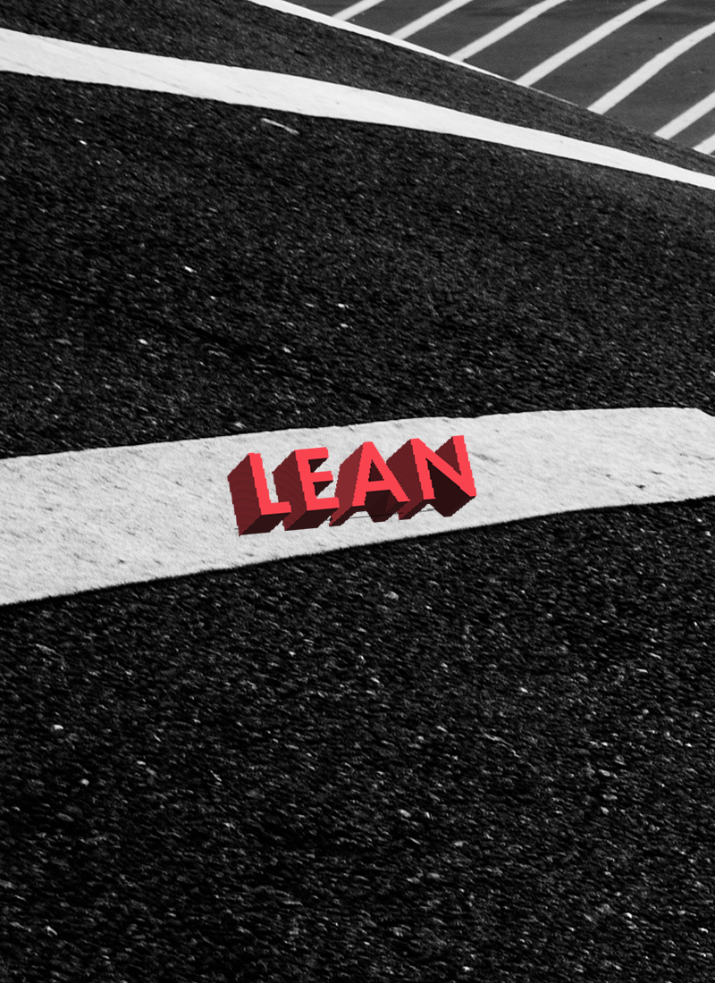 The word lean written on pavement