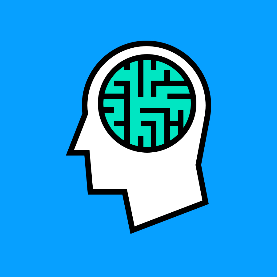 person’s head with brain highlighted