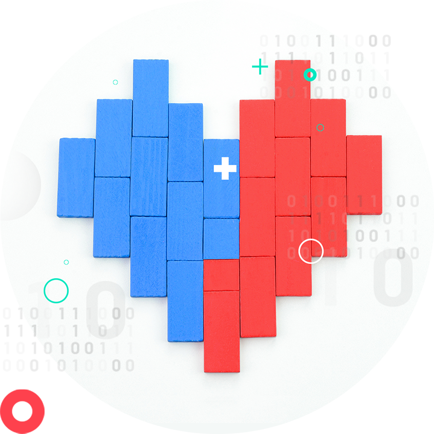 Heart made out of two color blocks