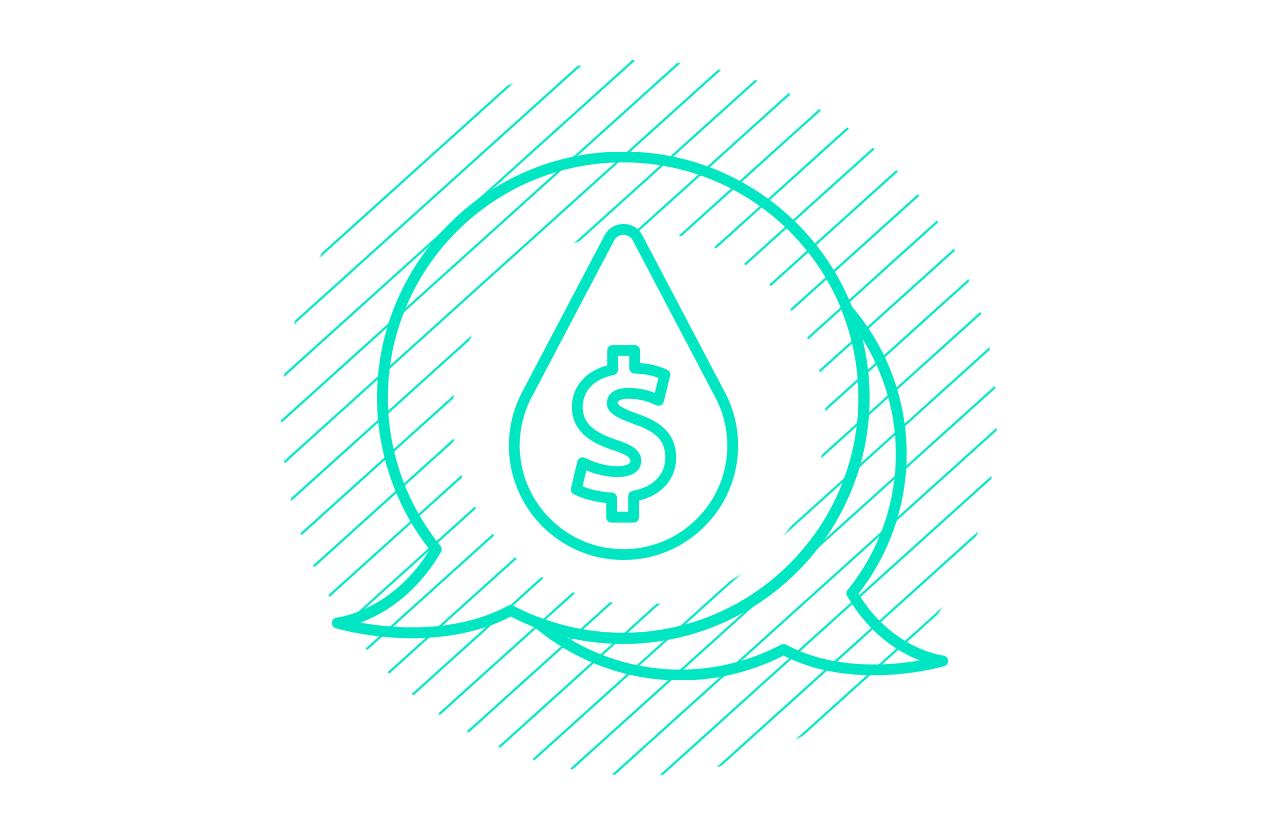 talk bubbles with dollar sign in droplet converging