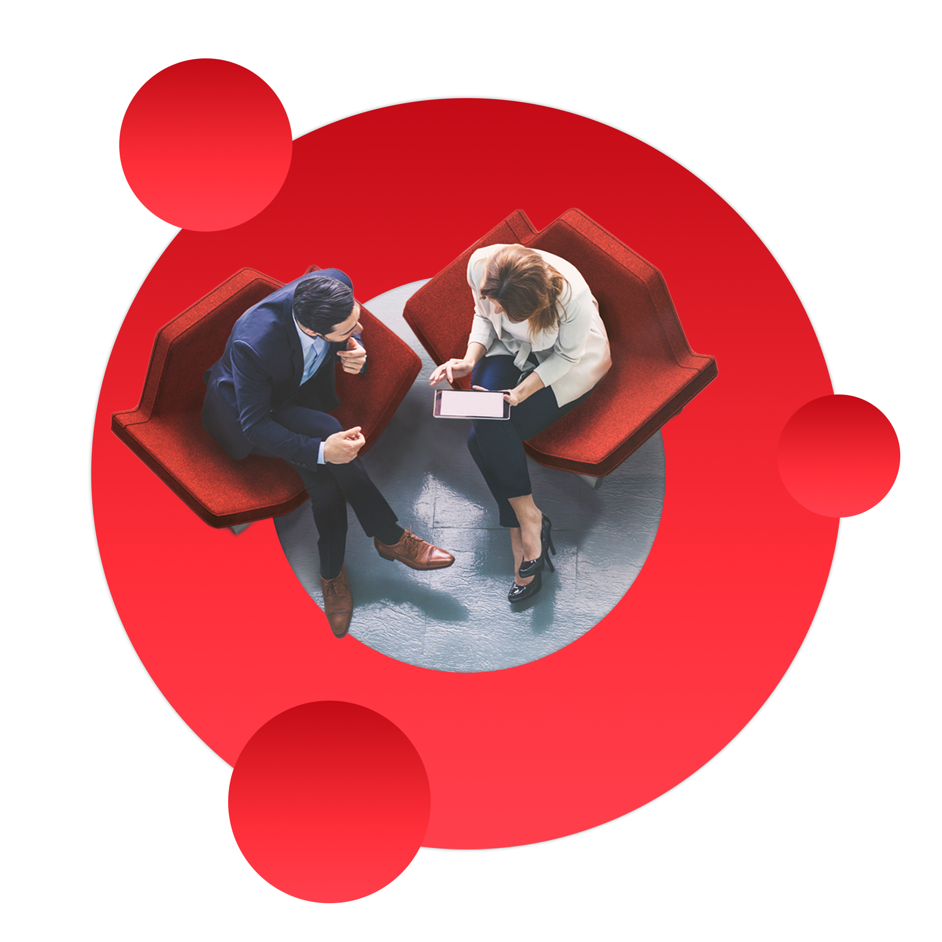 Top shot of two people in a meeting