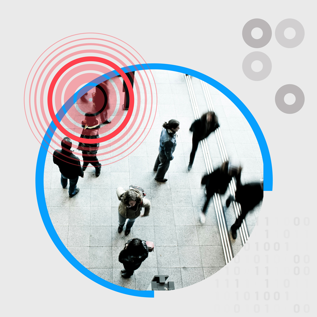 Top shot of a group of people walking on a pavement