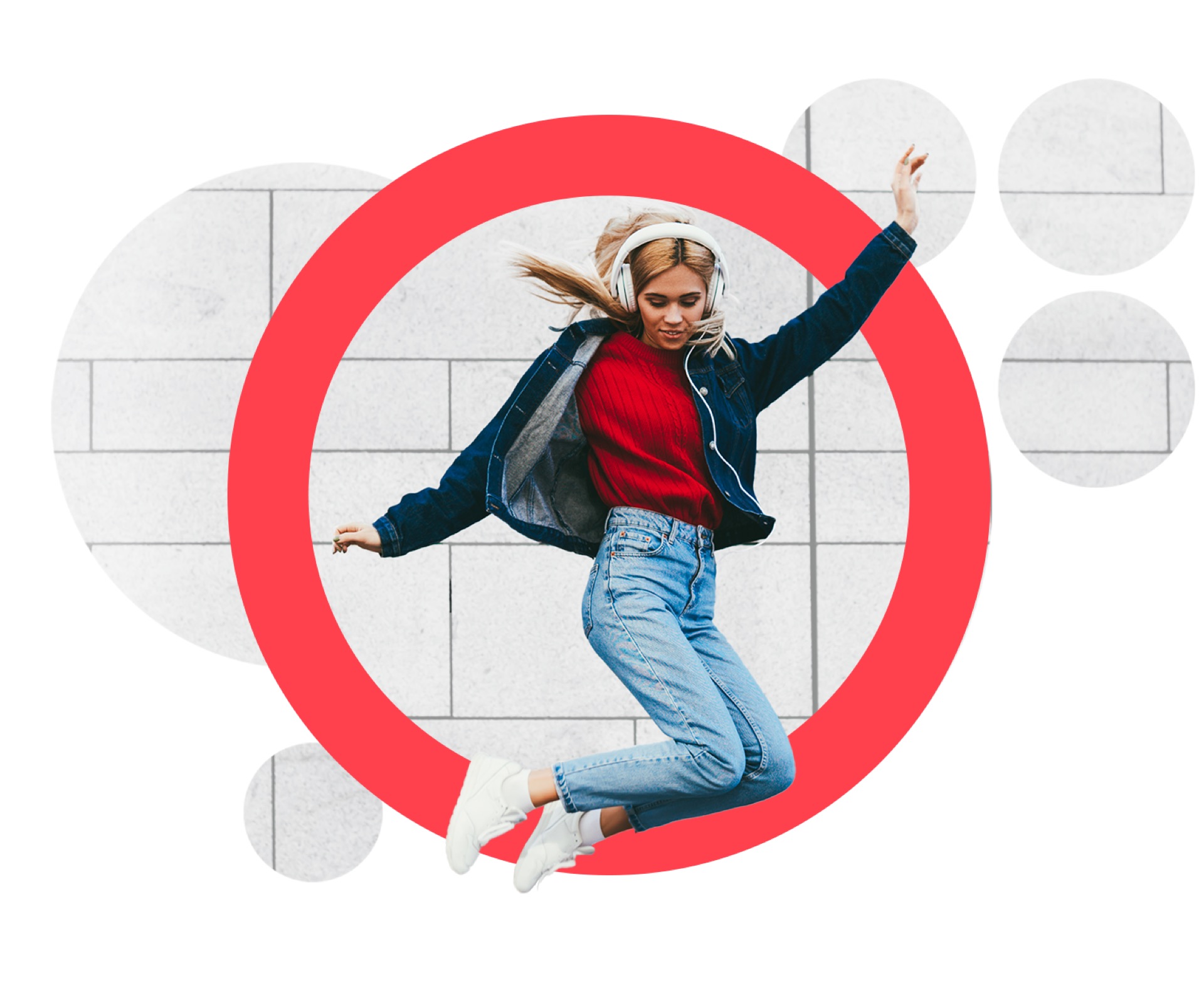 A woman jumping for joy