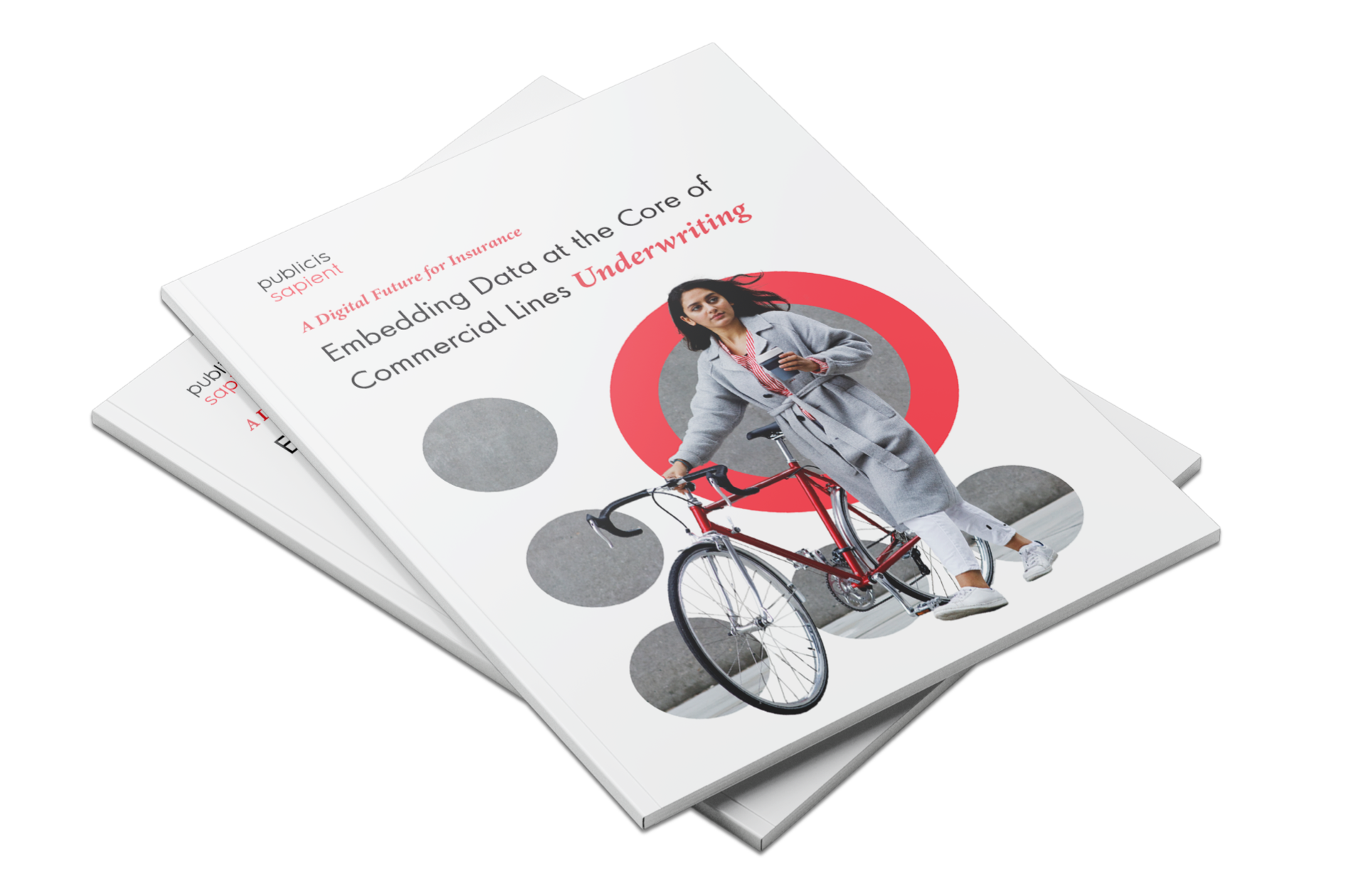 A pile of paper editions of our new guide, Embedding Data at the Core of Commercial Lines Underwriting.