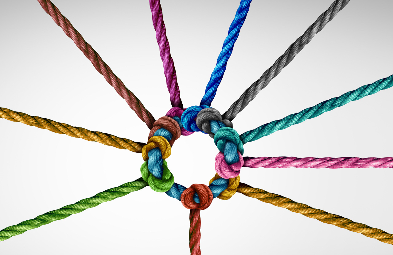 Colorful ropes tied togather