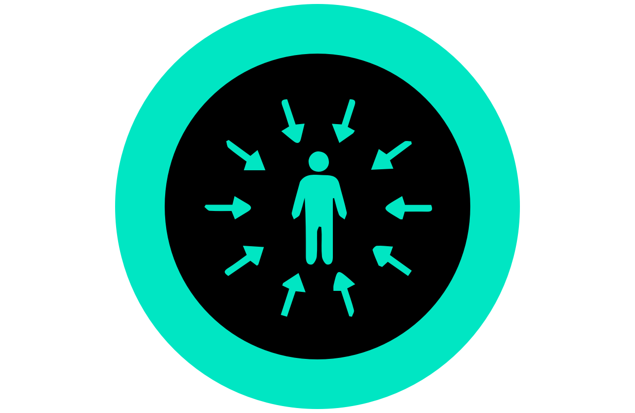 Arrows ponting at a consumer