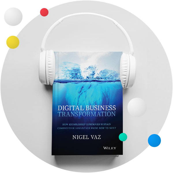 Image of Nigel Vaz's Book with headphones around it