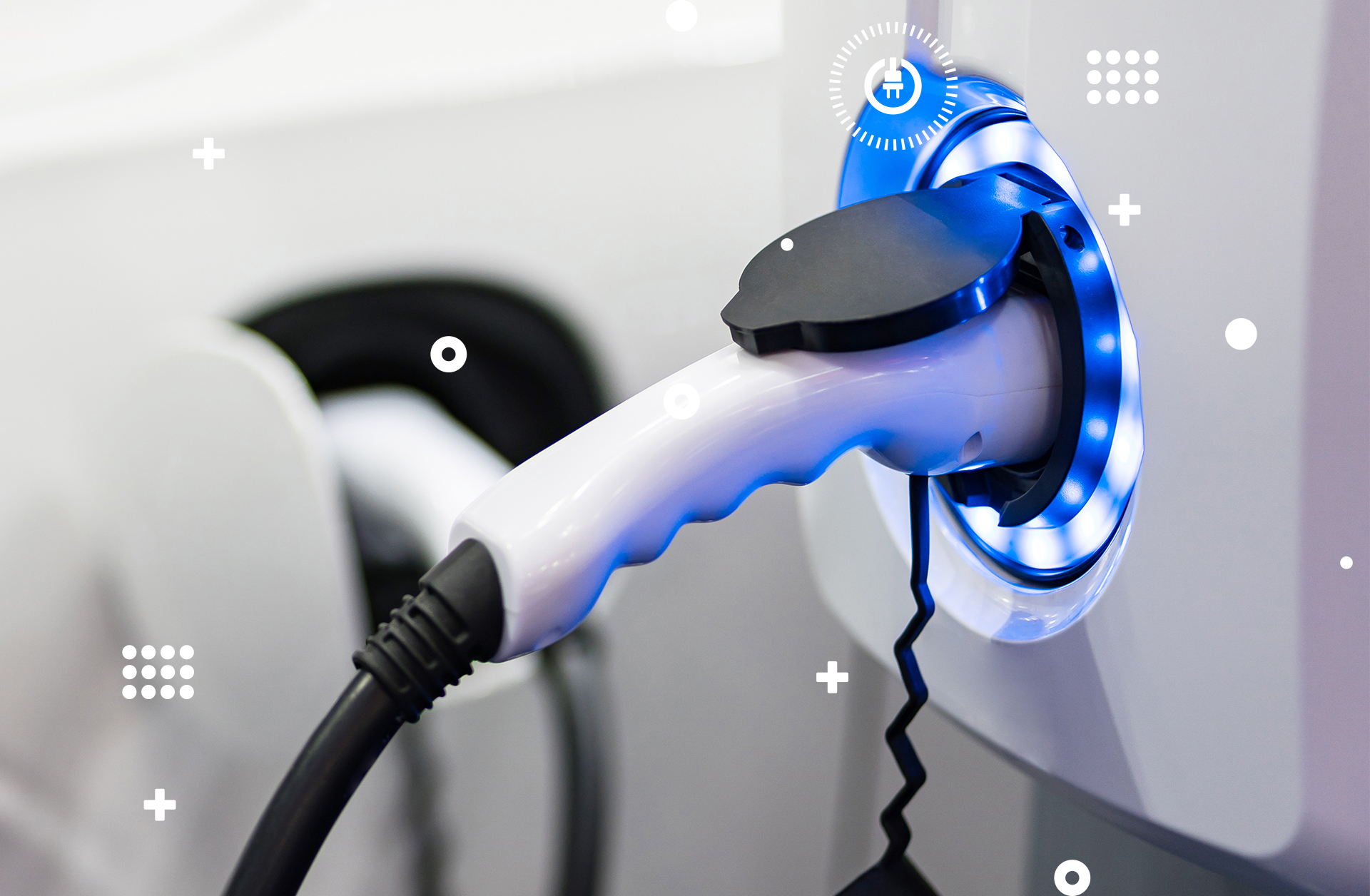 An electric car charging