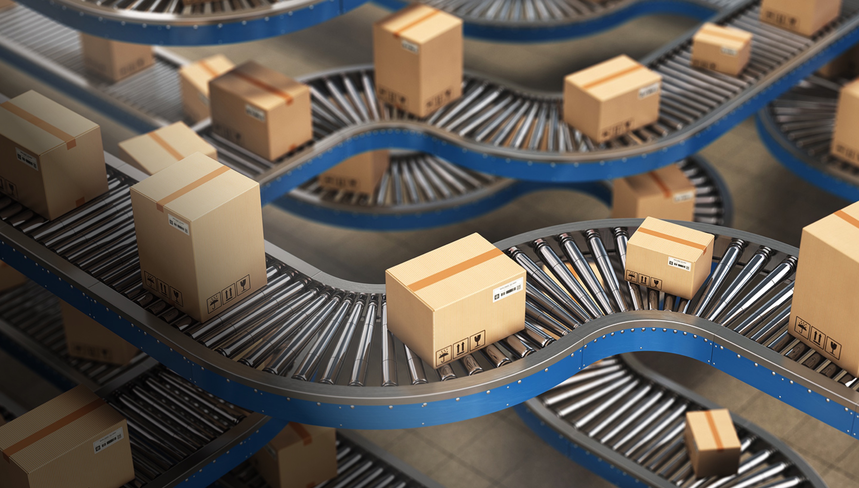 Packages on a conveyor belt