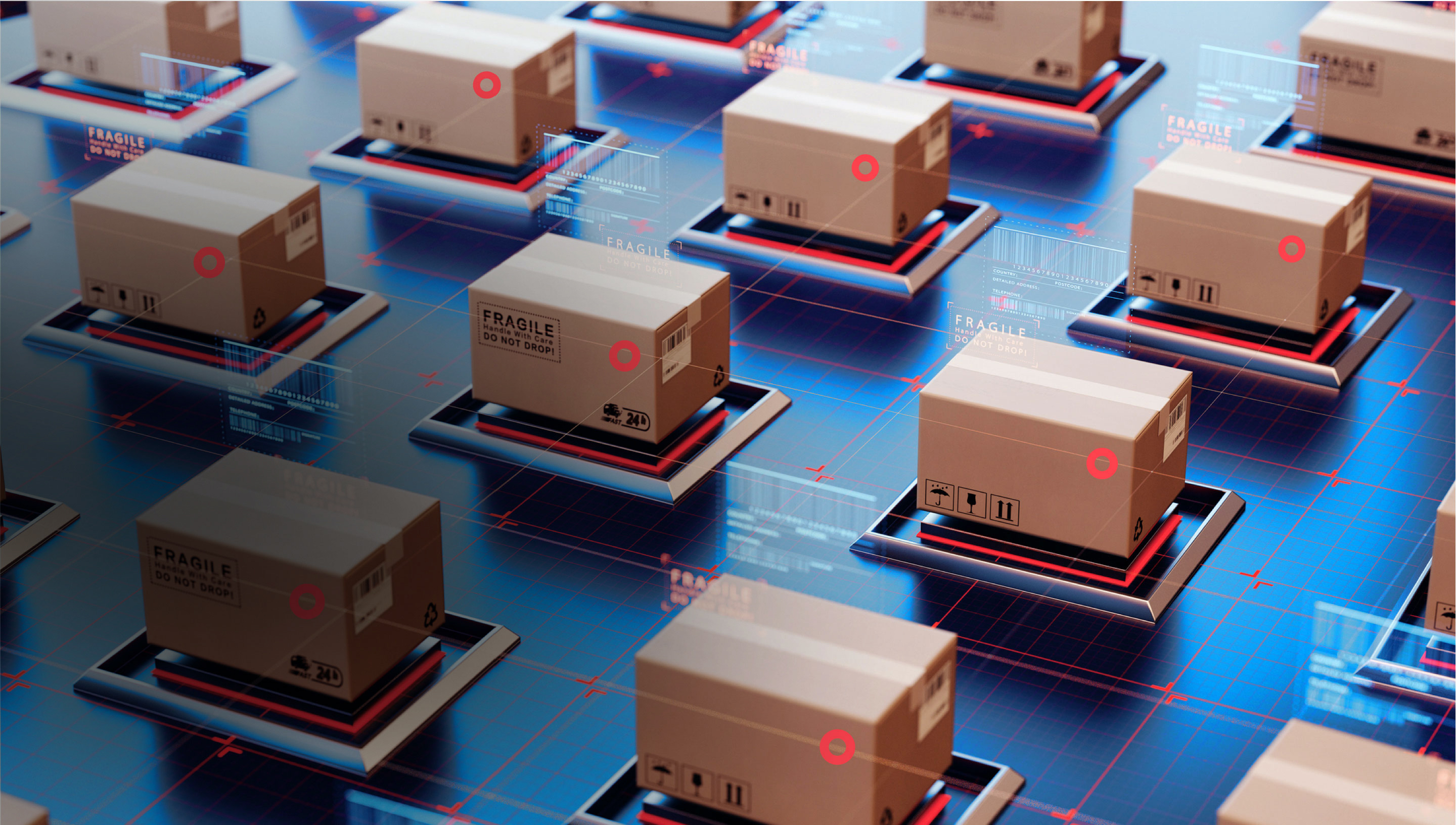 boxes on scanners ready to ship