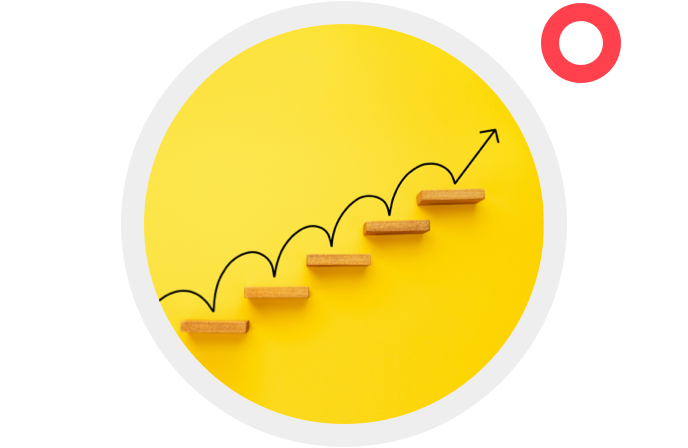 steps with arrow moving upward step-by-step