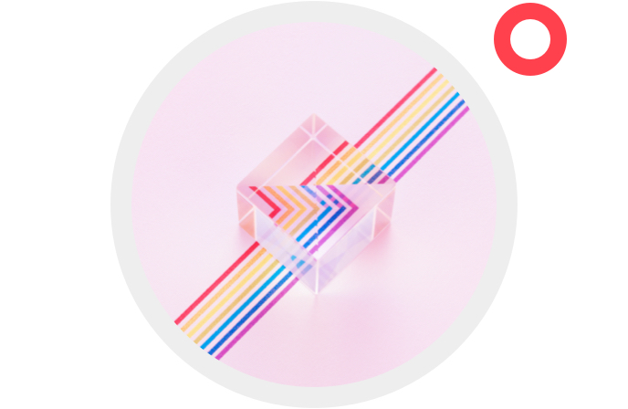 geometric cube with multi-colored lines