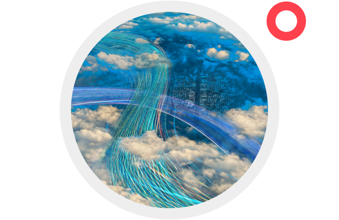 network wires flowing through clouds