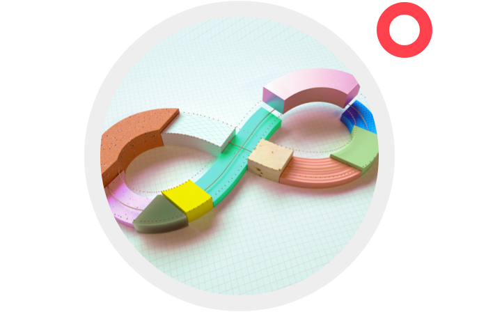 infinity symbol made from different colored pieces