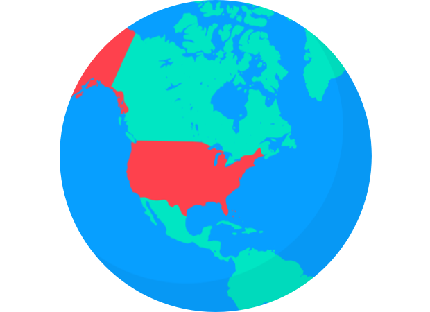 Globe graphic featuring the U.S.