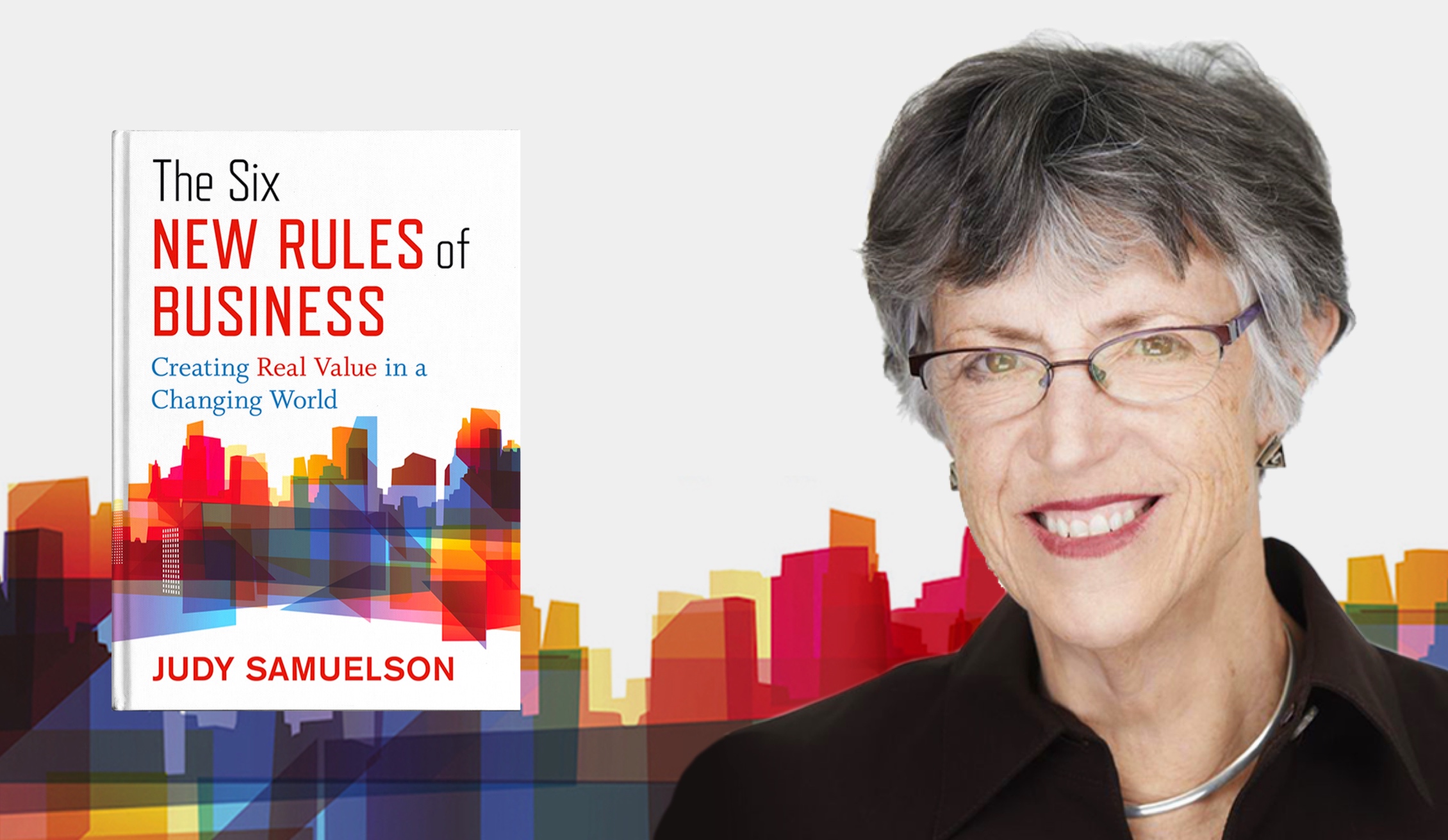 Still image of Judy Samuelson with her book