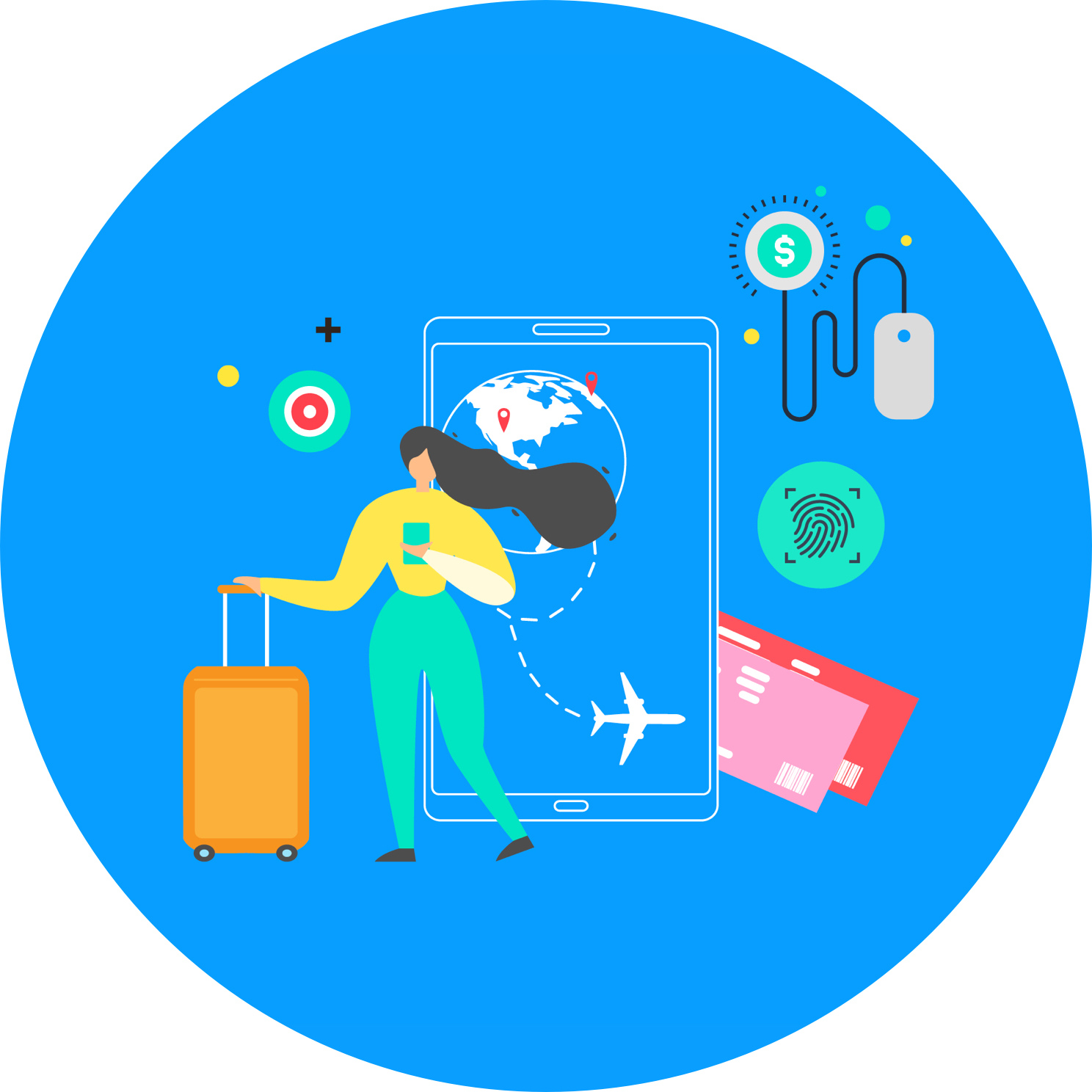 Illustration of traveler customer's interactions that promote a seamless experience