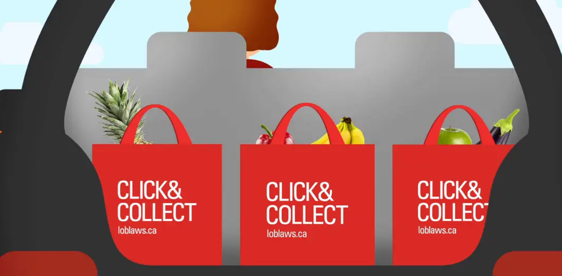 Illustrated grocery bags